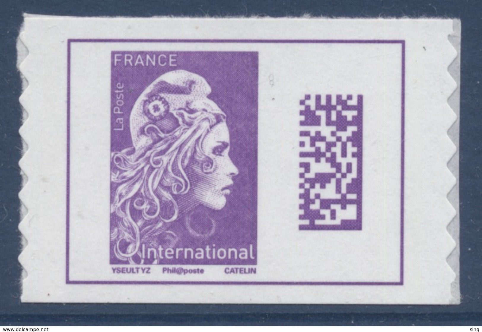 N° 1656 Marianne D'Yz Adhésif Année 2019 Faciale International Dos Violet Issu De Carnet - Autres & Non Classés