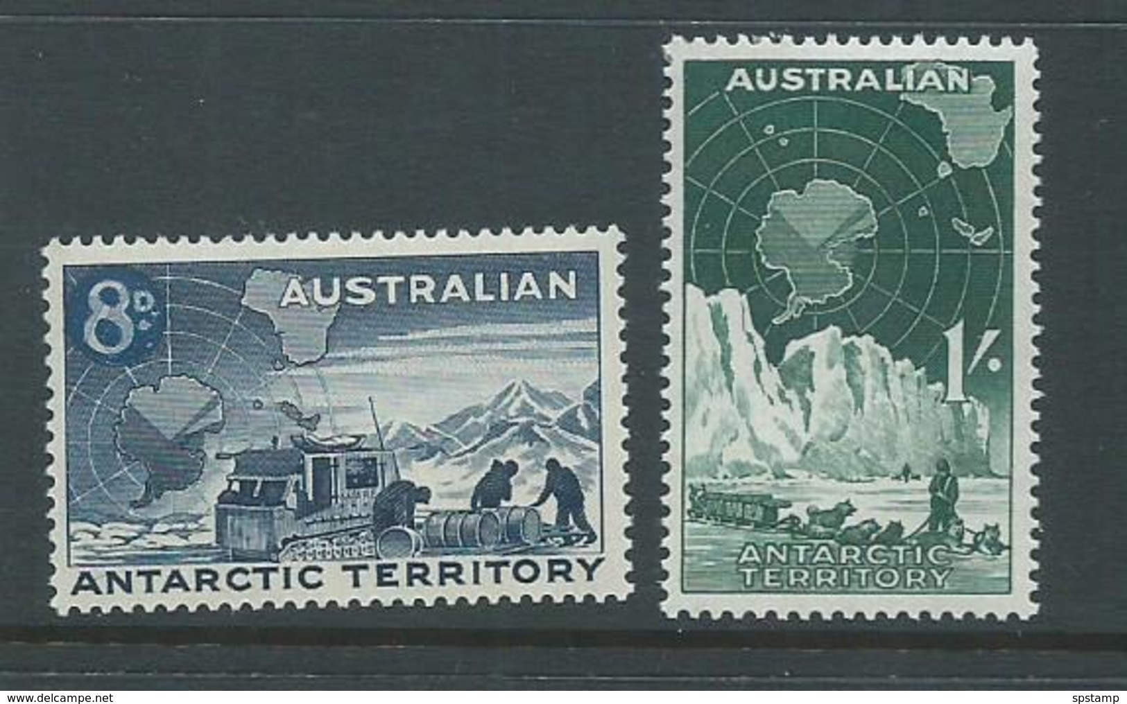 Australian Antarctic Territory 1959 8d Transport & 1/- Dog Team MLH - Other & Unclassified