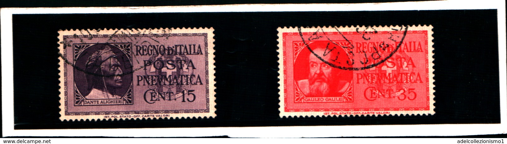 10013) ITALIA-Effigie Di Dante Alighieri E Galileo Galilei - POSTA PNEUMATICA - 29 Marzo 1933-SERIE USATA - Pneumatic Mail