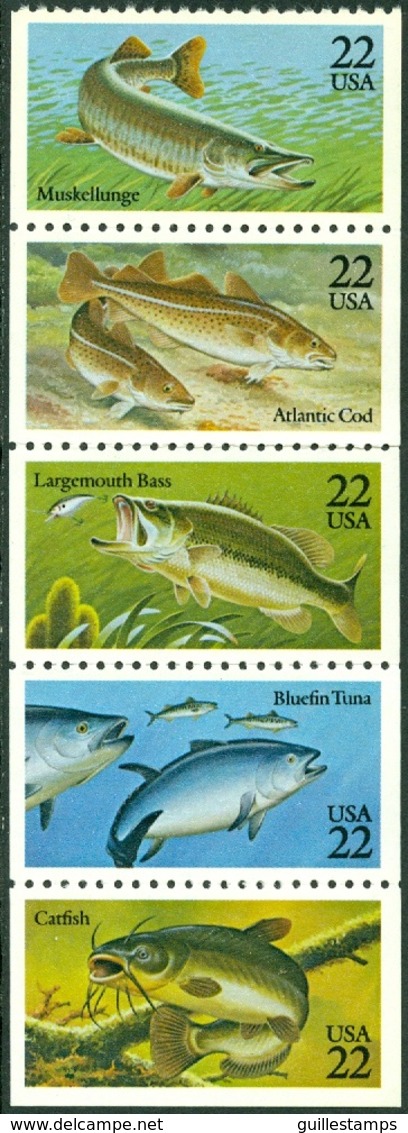 UNITED STATES OF AMERICA 1986 FISH BOOKLET PANE OF 5** (MNH) - Nuovi