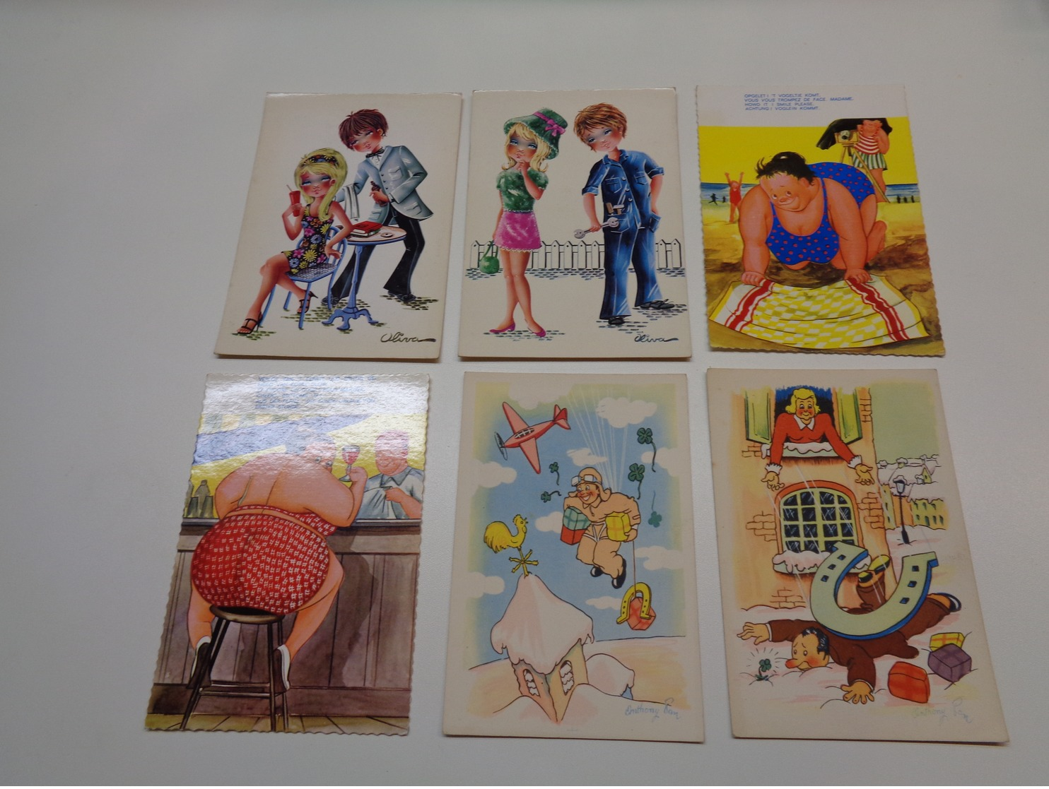 Beau lot de 60 cartes postales de fantaisie CPSM  grand format     Mooi lot van 60 postkaarten fantasie  groot formaat