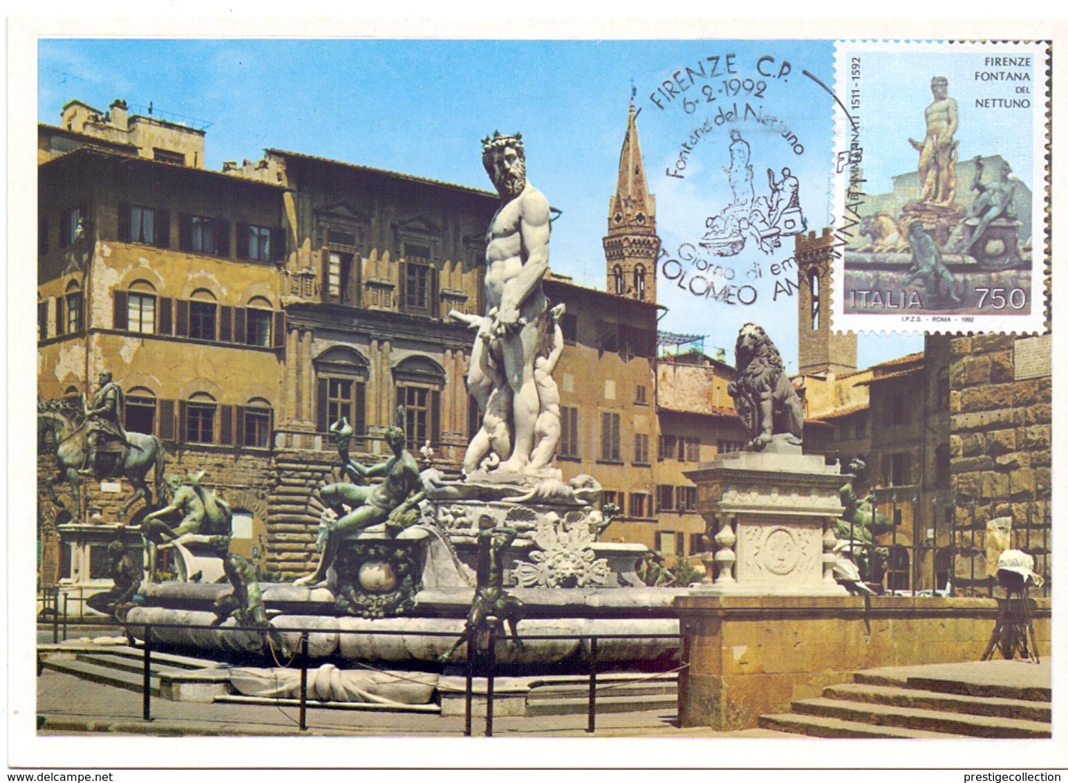 FIRENZE VASCA DEL NETTUNO AMMANNATI FDC   1992 MAXIMUM POST CARD (GENN200153) - Monumenti