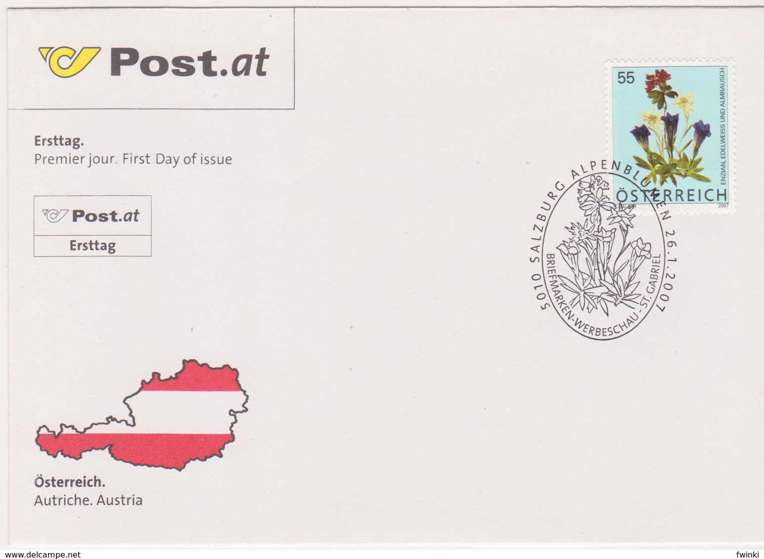 FDC 2007 - Mi 2631(4) , Freimarke : Blumen - Alpenblumen , SST 5010 Salzburg - Storia Postale