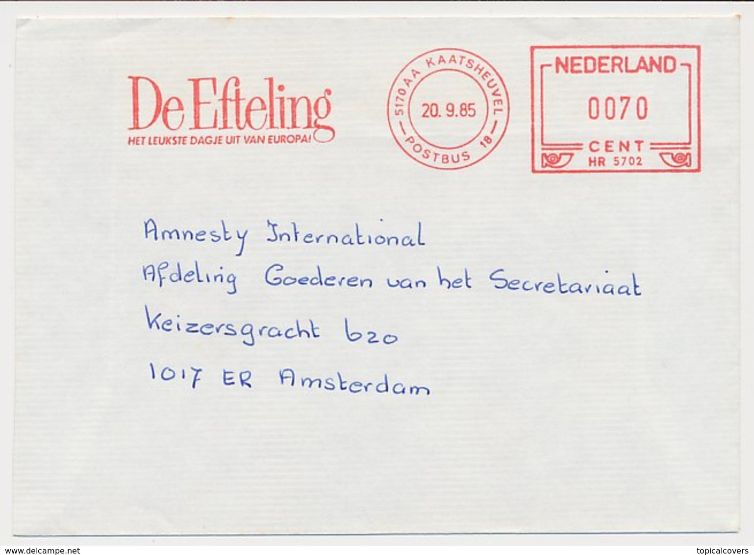 Meter Cover Netherlands 1985 De Efteling - Fairy Tale Park - Anton Pieck - Kaatsheuvel - Contes, Fables & Légendes