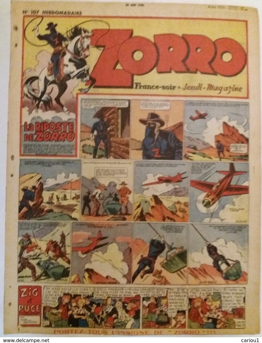 C1  ZORRO Jeudi Magazine 107 1948 Luc BRADFER Zig Puce ROBIN   Port Inclus France - Zorro