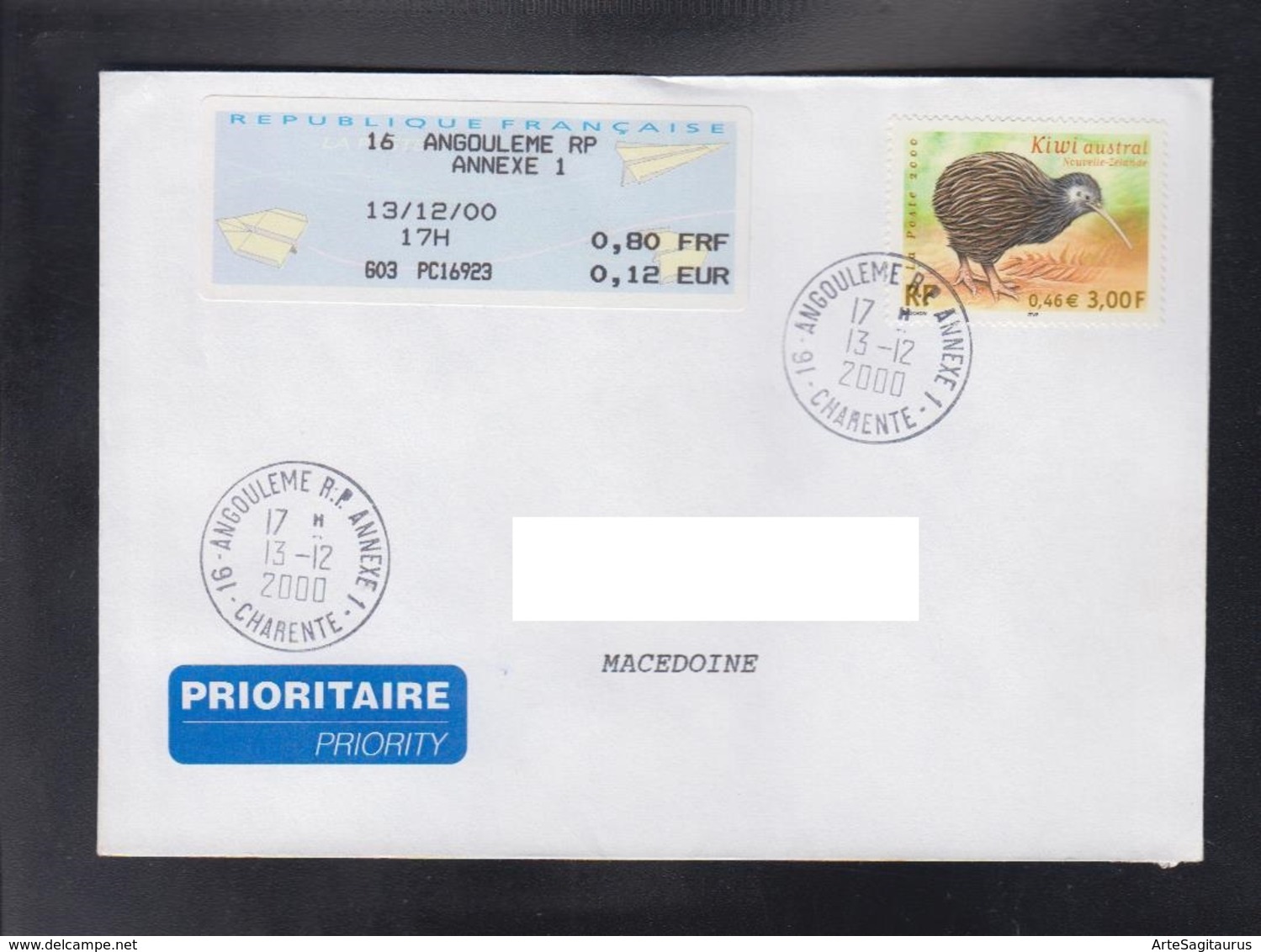 FRANCE, COVER / REPUBLIC OF MACEDONIA ** - Kiwi