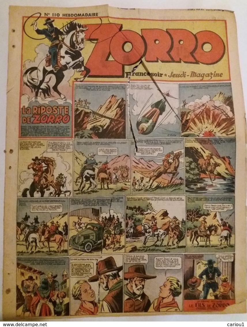 C1 ZORRO Jeudi Magazine 110 1948 Luc BRADFER Zig Puce ROBIN  Port Inclus France - Zorro