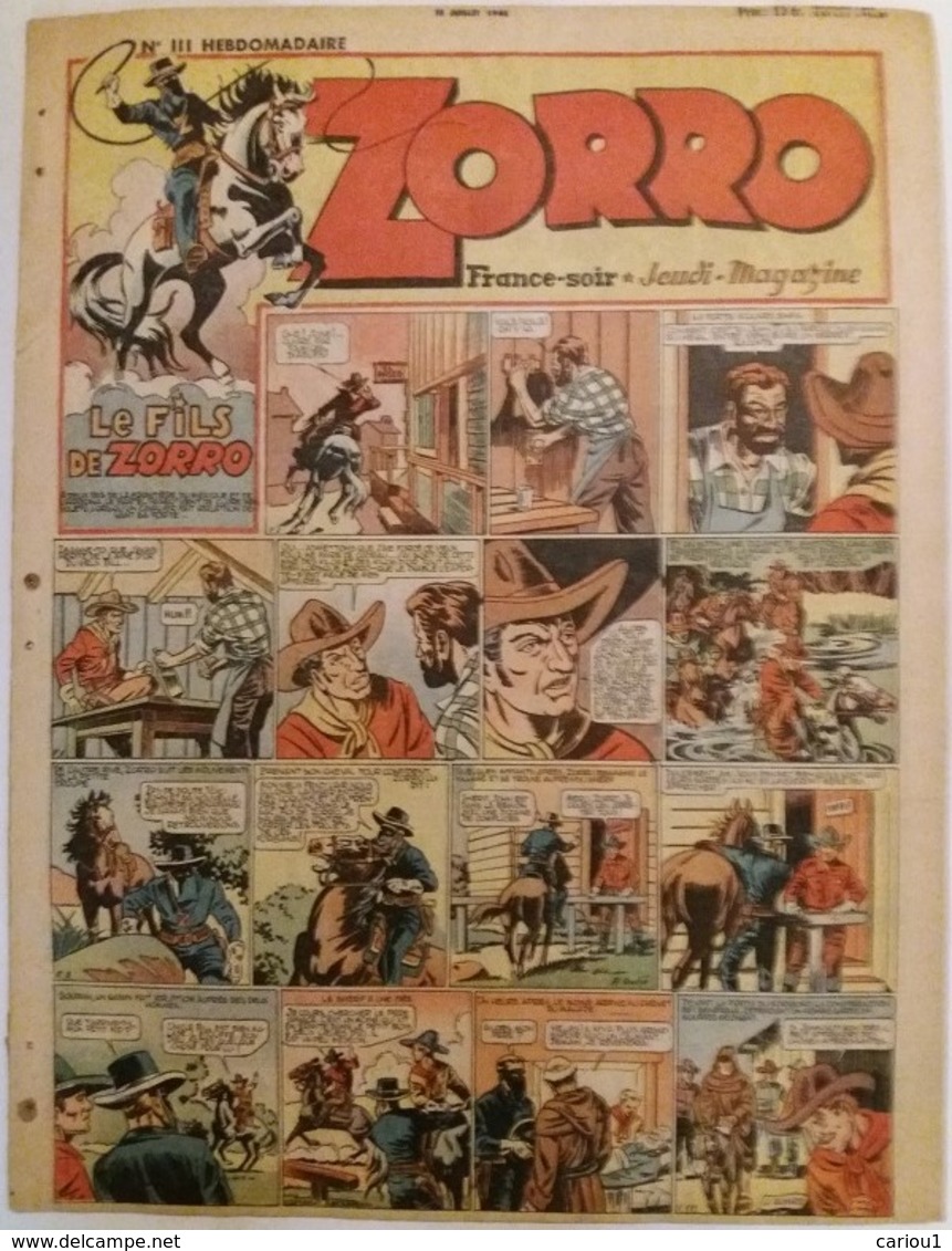 C1 ZORRO Jeudi Magazine 111 1948 Luc BRADFER Zig Puce ROBIN Port Inclus France - Zorro