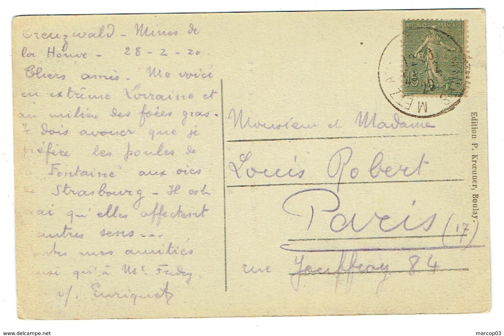 57 MOSELLE CREUZWALD LA CROIX Vue Générale Rue De La Houve Droguerie épicerie De Pourny-Collmann - Creutzwald