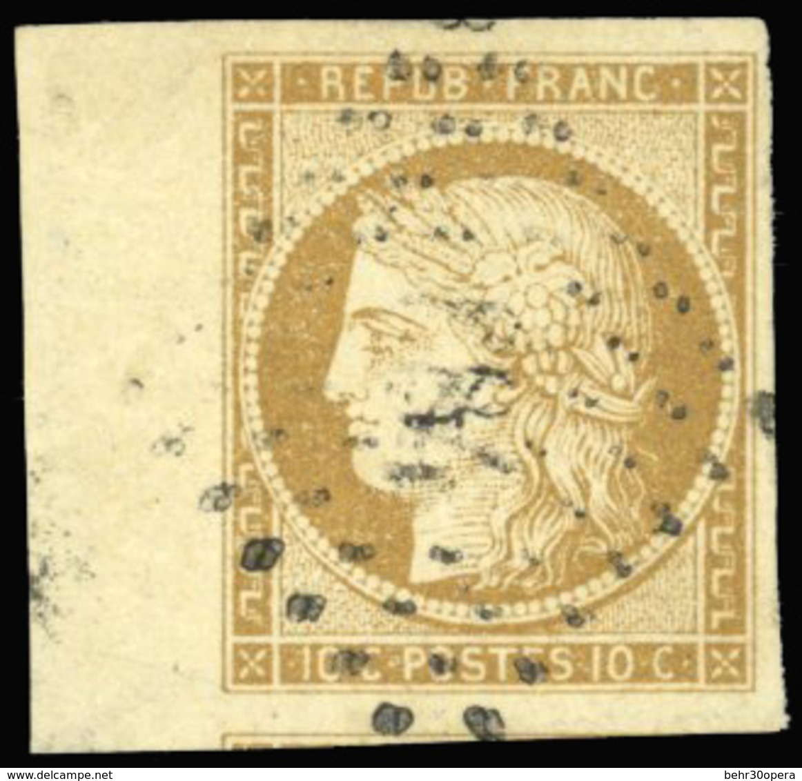 O N°1 - 10c. Bistre. BdeF. Amorce D'un Voisin. SUP. - 1849-1850 Ceres