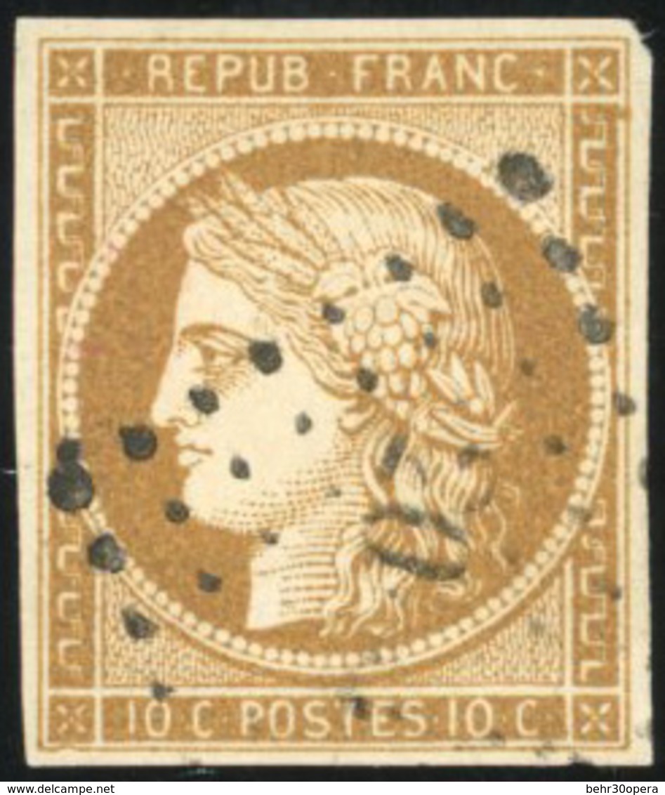 O N°1a - 10c. Bistre-brun. Obl. PC Légère. Marges Régulières. TB. - 1849-1850 Cérès