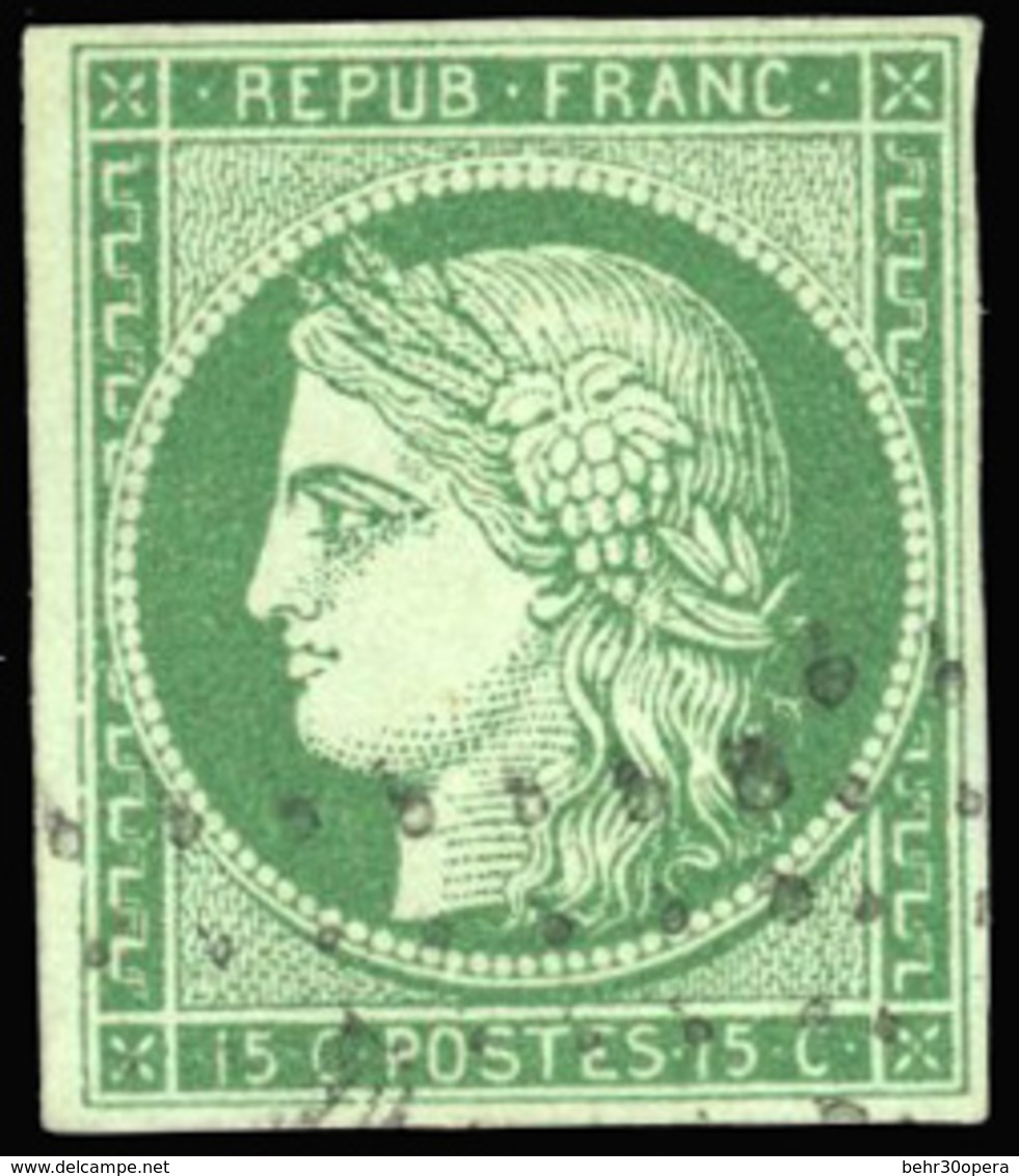 O N°2 - 15c. Vert. Obl. Légère. SUP. - 1849-1850 Ceres