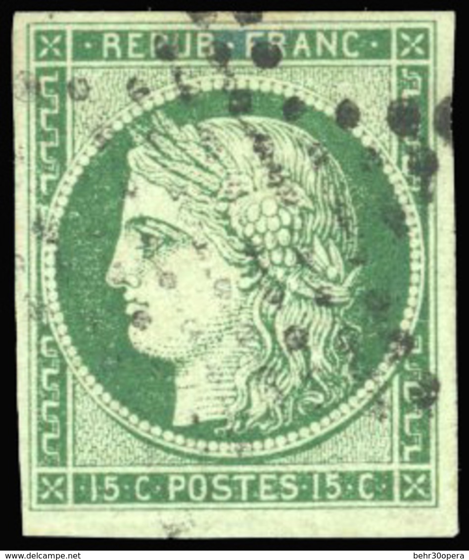 O N°2 - 15c. Vert. Obl. SUP. - 1849-1850 Cérès