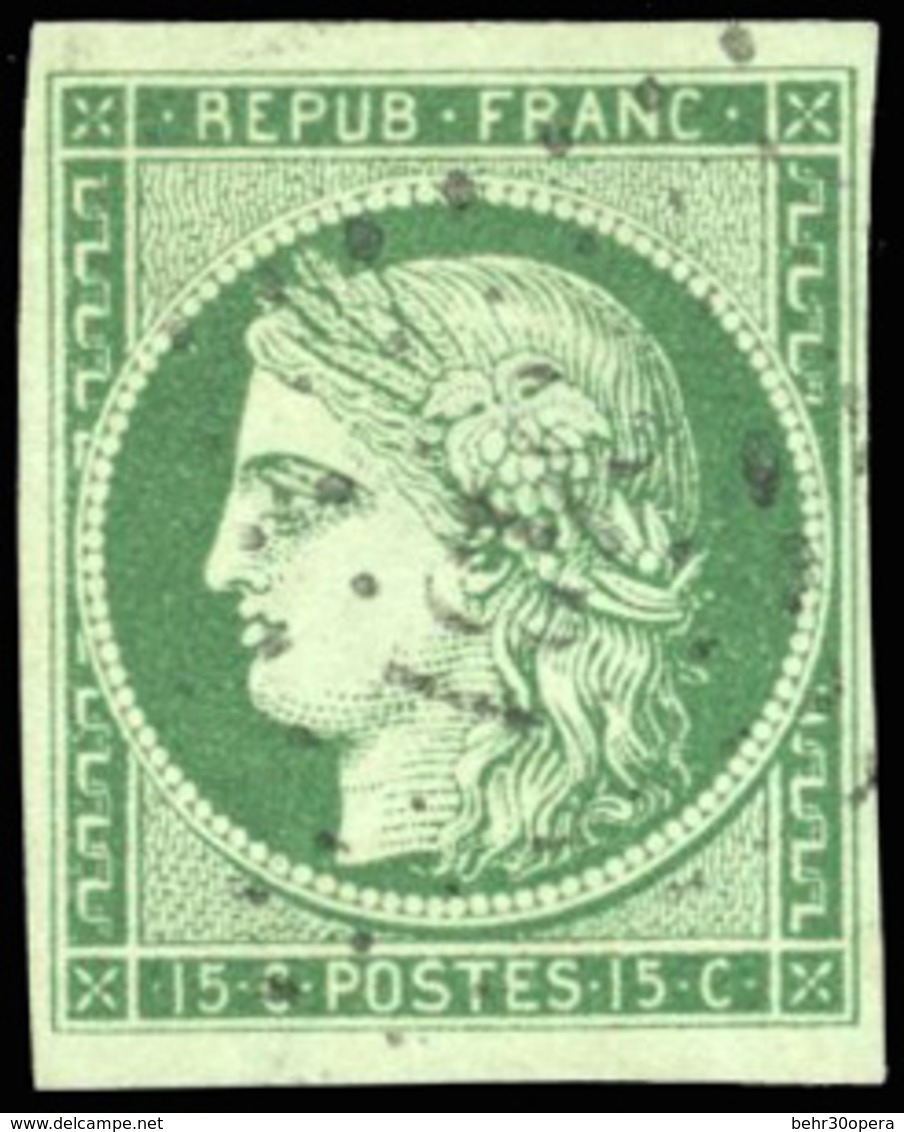 O N°2b - 15c. Vert-foncé. Obl. Légère PC 3431. SUP. - 1849-1850 Ceres