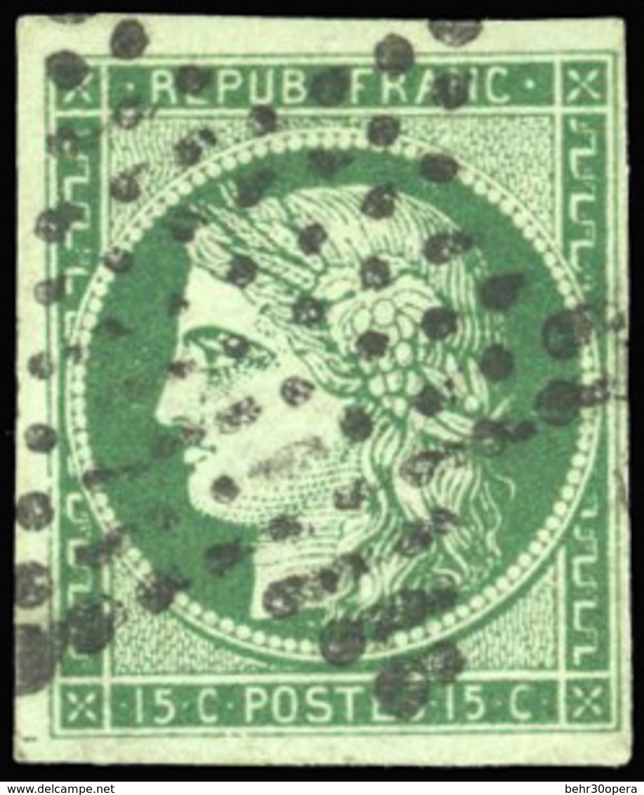 O N°2b - 15c. Vert Foncé. Obl. TB. - 1849-1850 Cérès