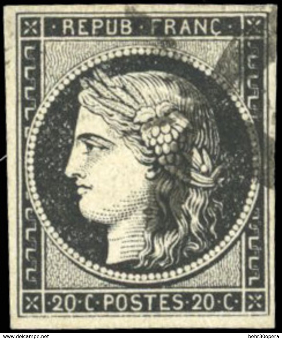 O N°3 - 20c. Noir S/blanc Obl. Rosette Bureau J. SUP. RR. - 1849-1850 Cérès