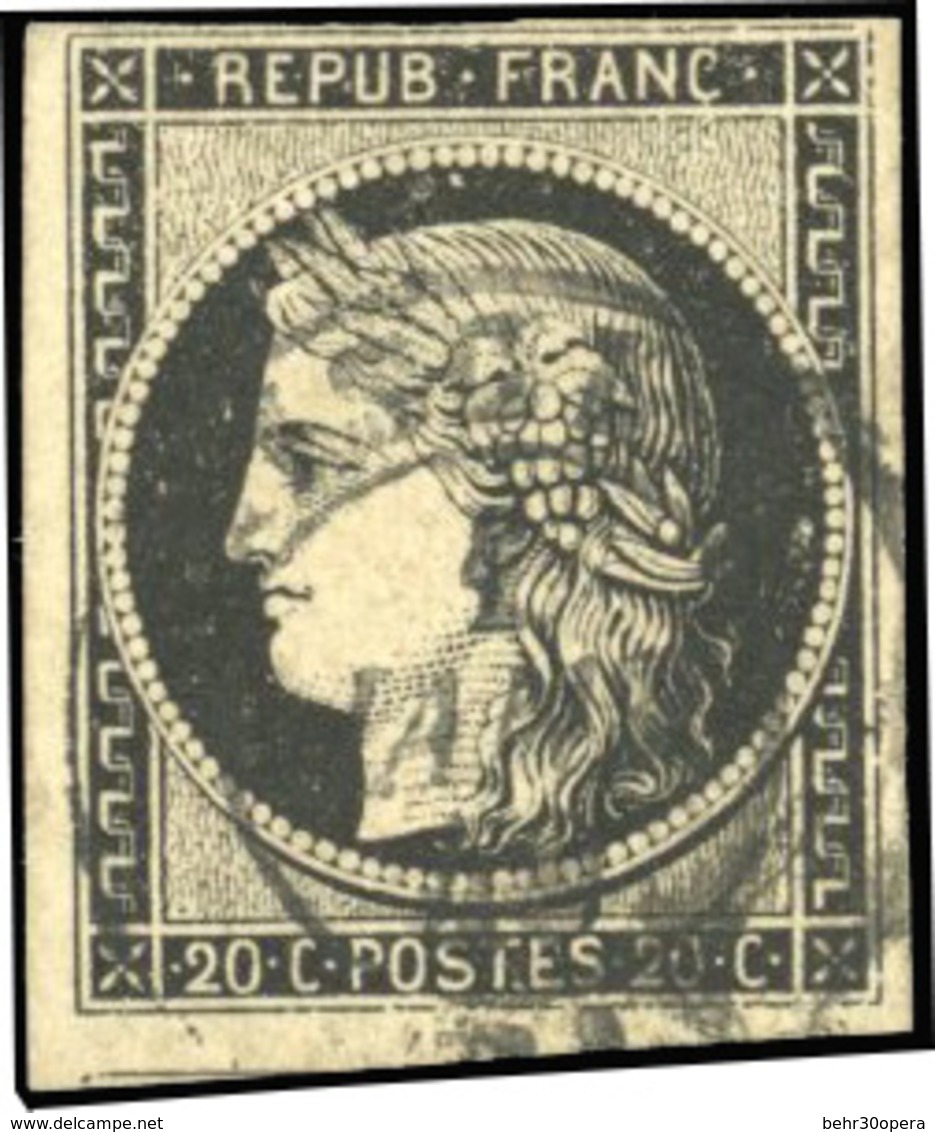 O N°3 - 20c. Noir. Obl. CàD Du 1 JANVIER 1849. TB. - 1849-1850 Cérès