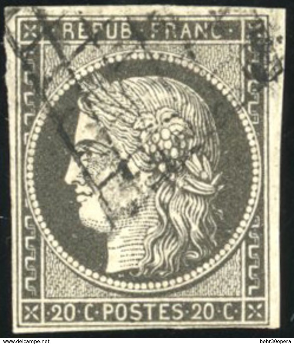 O N°3i - 20c. Gris. Obl. Grille. SUP. - 1849-1850 Cérès