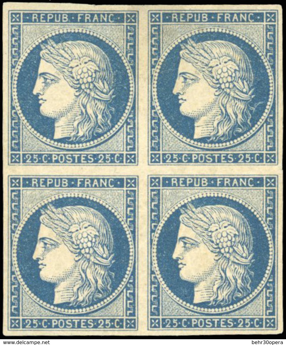 * N°4 - 25c. Bleu. Bloc De 4. SUP. RRR. - 1849-1850 Ceres