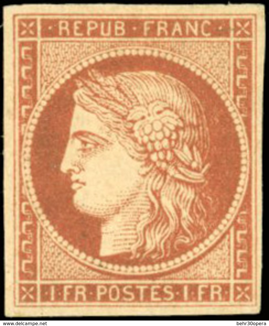 * N°7 - 1Fr. Vermillon. Fraîcheur Postale. Belles Marges. Pièce De Rêve. Gomme Parfaite Charnière Insignifiante. SUP. RR - 1849-1850 Cérès