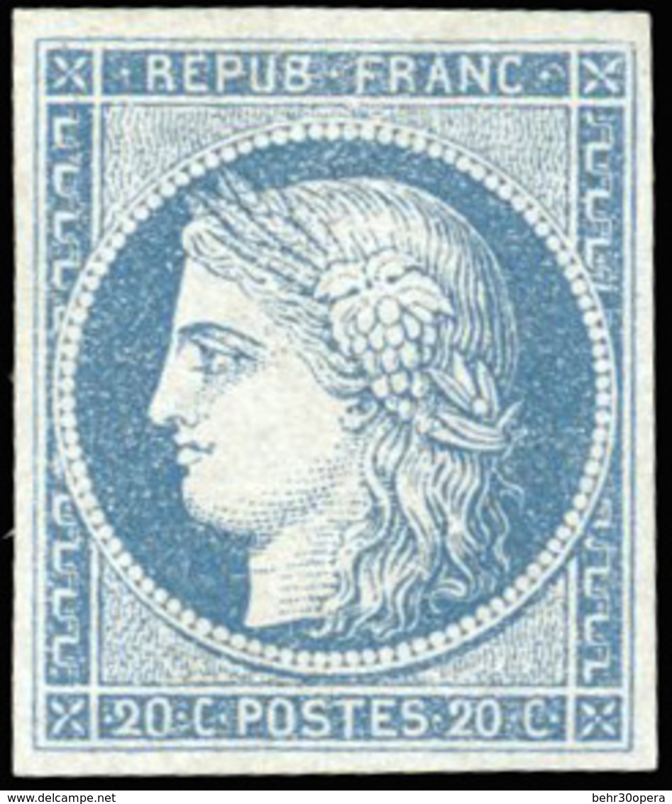 * N°8b - 20c. Bleu Sur Azuré Dit ''ASTUC''. SUP. - 1849-1850 Ceres