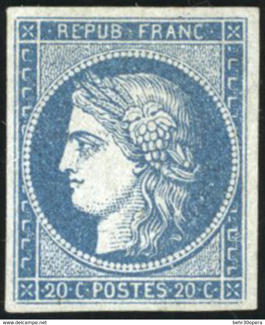 (*) N°8b - 20c. Bleu S/azuré Dit ''Astruc''. TB. - 1849-1850 Cérès