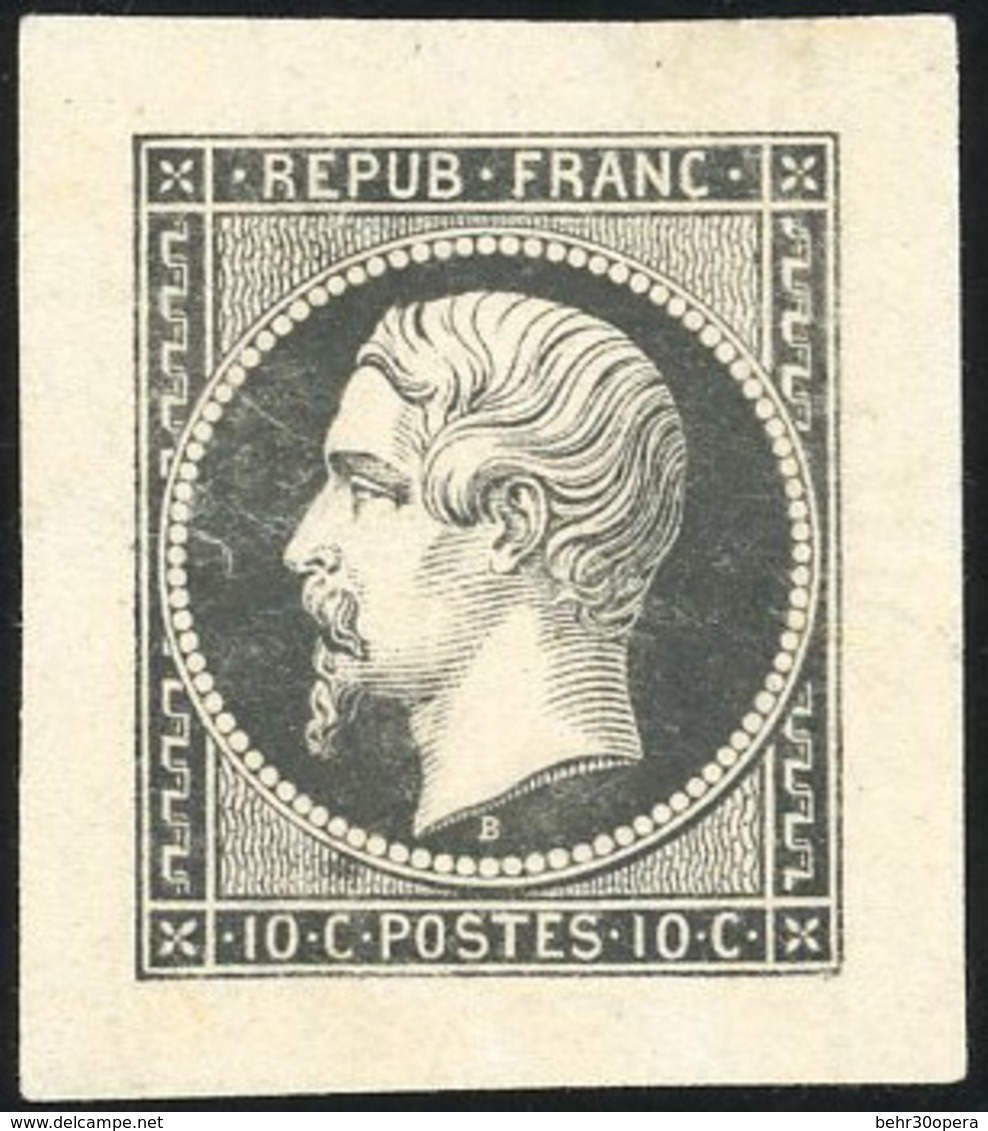 (*) N°9 - Epreuve Du 10c. En Noir S/feuillet. TB. RRR. - 1852 Luis-Napoléon