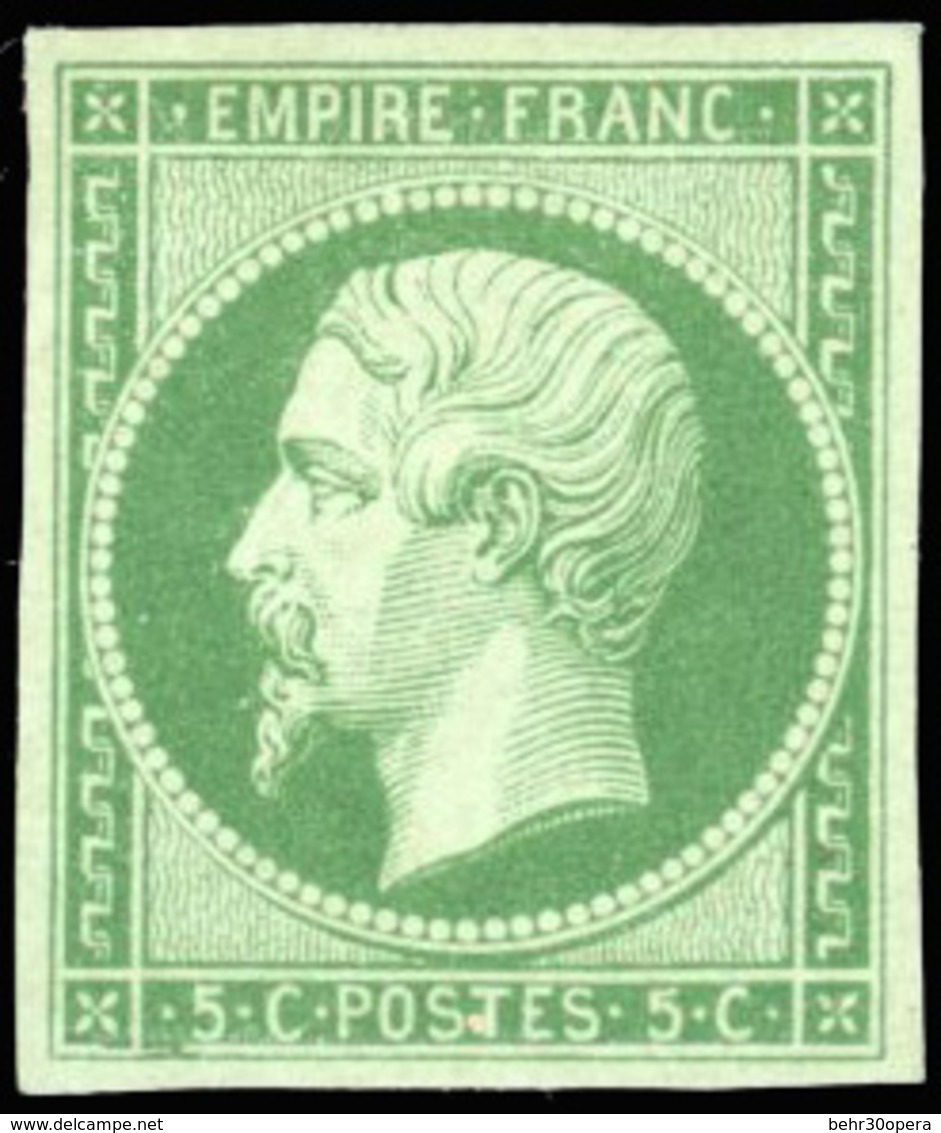 * N°12b - 5c. Vert Foncé. Belle Nuance. RRR. SUP. - 1853-1860 Napoléon III.