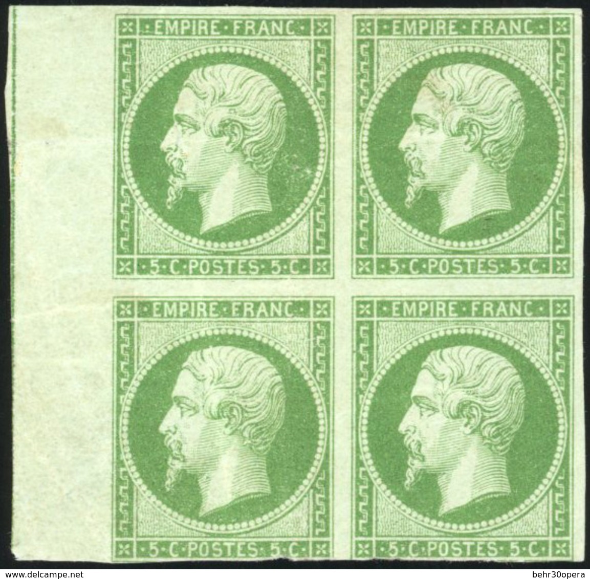 * N°12d - 5c. Vert. Filet D'encadrement. Timbres Défectueux, Filet Touché En Bas. - 1853-1860 Napoleon III
