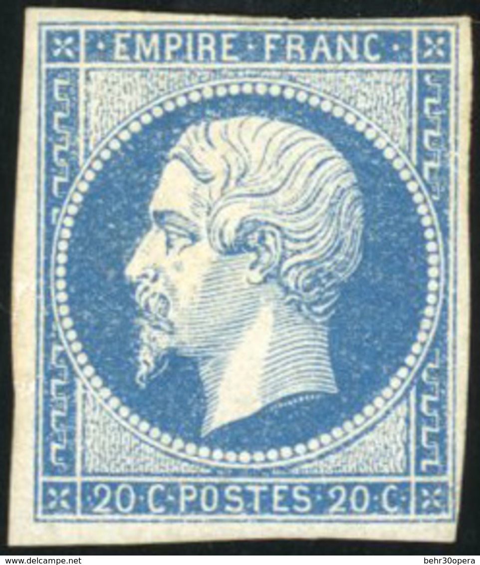 ** N°14A - 20c. Bleu. Type I. Marge Courte à Droite. B. - 1853-1860 Napoléon III.