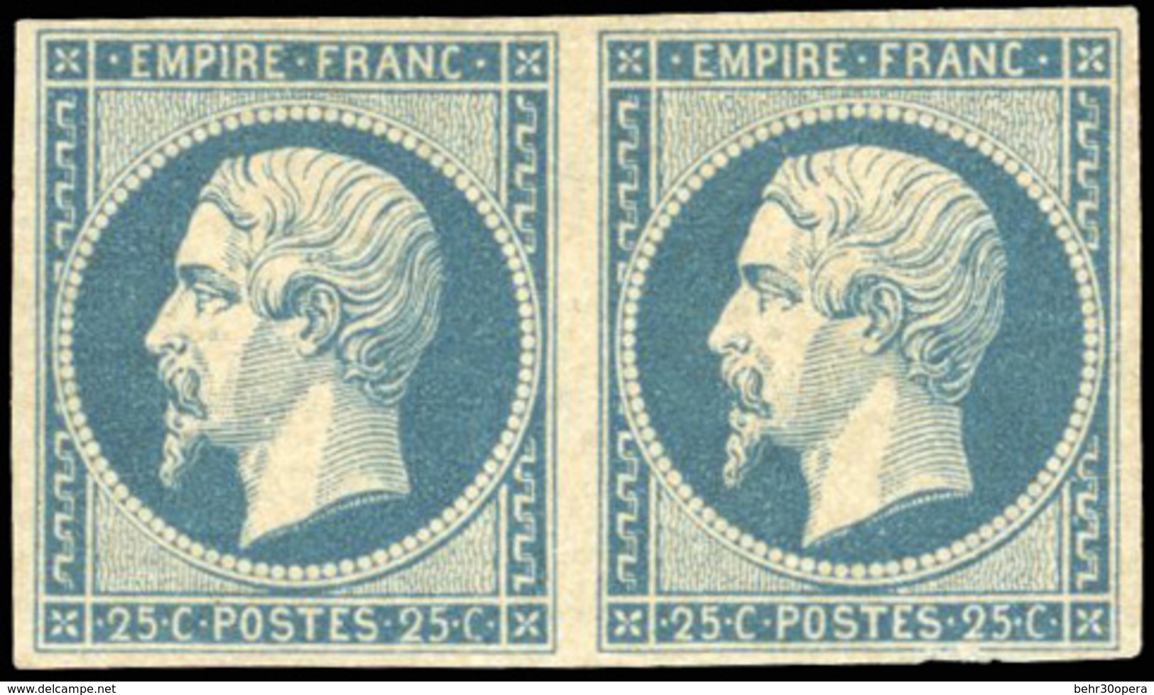 * N°15 - Paire Du 25c. Bleu. Léger Clair. Aminci Mais Superbe D'aspect. - 1853-1860 Napoléon III