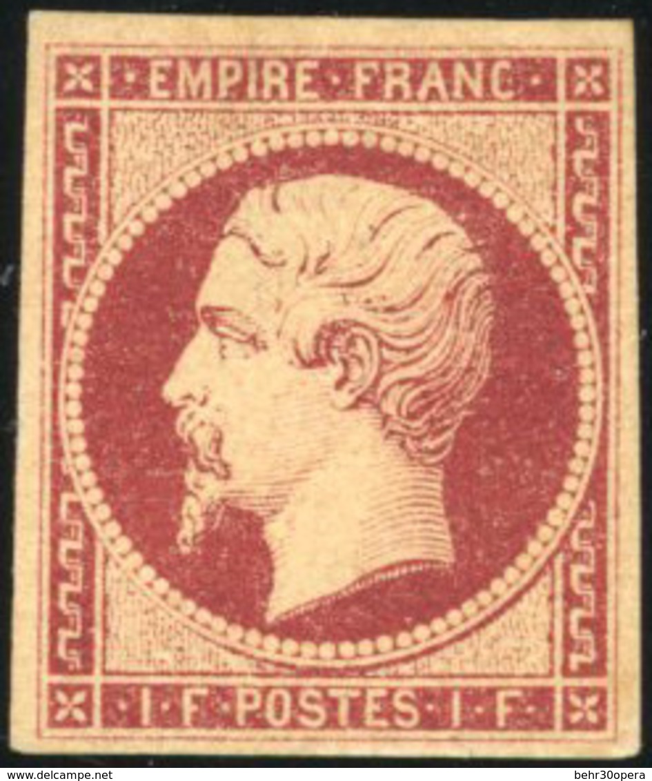 * N°18 - 1F. Carmin. Gomme D'origine. TB. RR. - 1853-1860 Napoléon III.