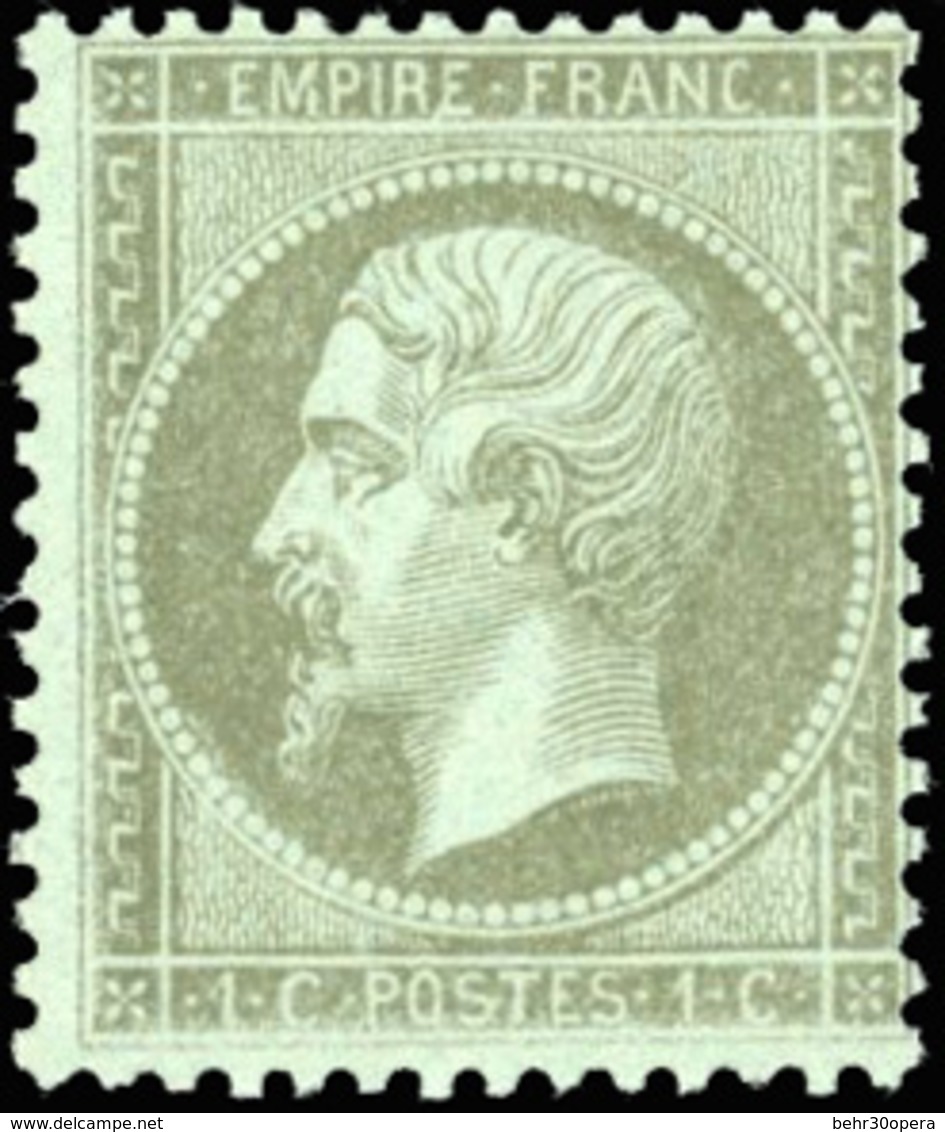 ** N°19 - 1c. Vert-olive. SUP. - 1862 Napoléon III.