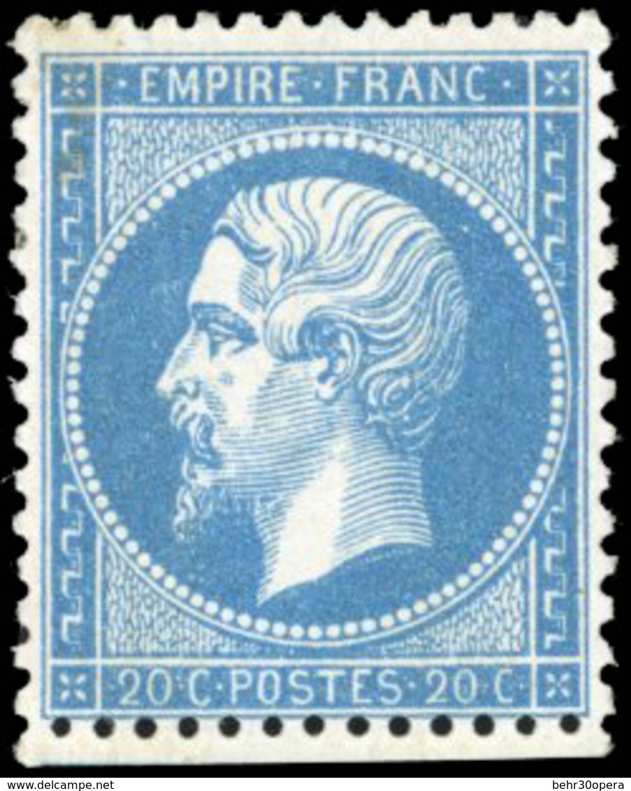 * N°22 - 20c. Bleu. Amorce D'un Voisin. SUP. - 1862 Napoléon III