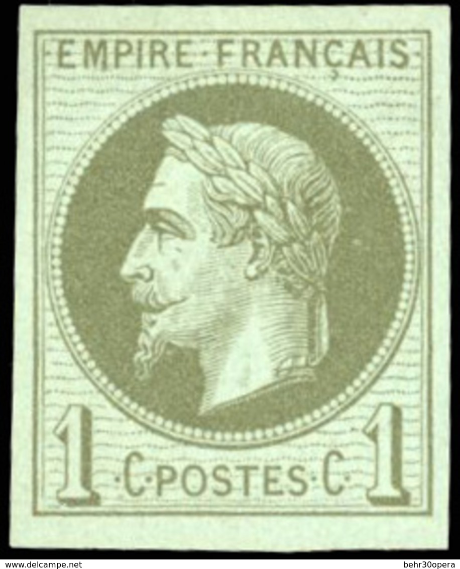 * N°25c - 1c. Vert-bronze. Réimpression Granet. Belles Marges. SUP. - 1863-1870 Napoléon III Con Laureles