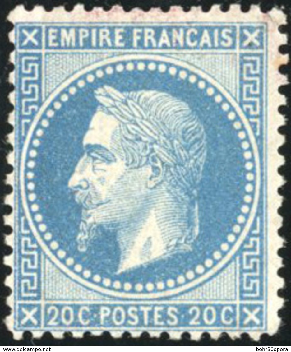 * N°29A - 20c. Bleu. Décentré. Grosse Charnière. B. - 1863-1870 Napoléon III Lauré