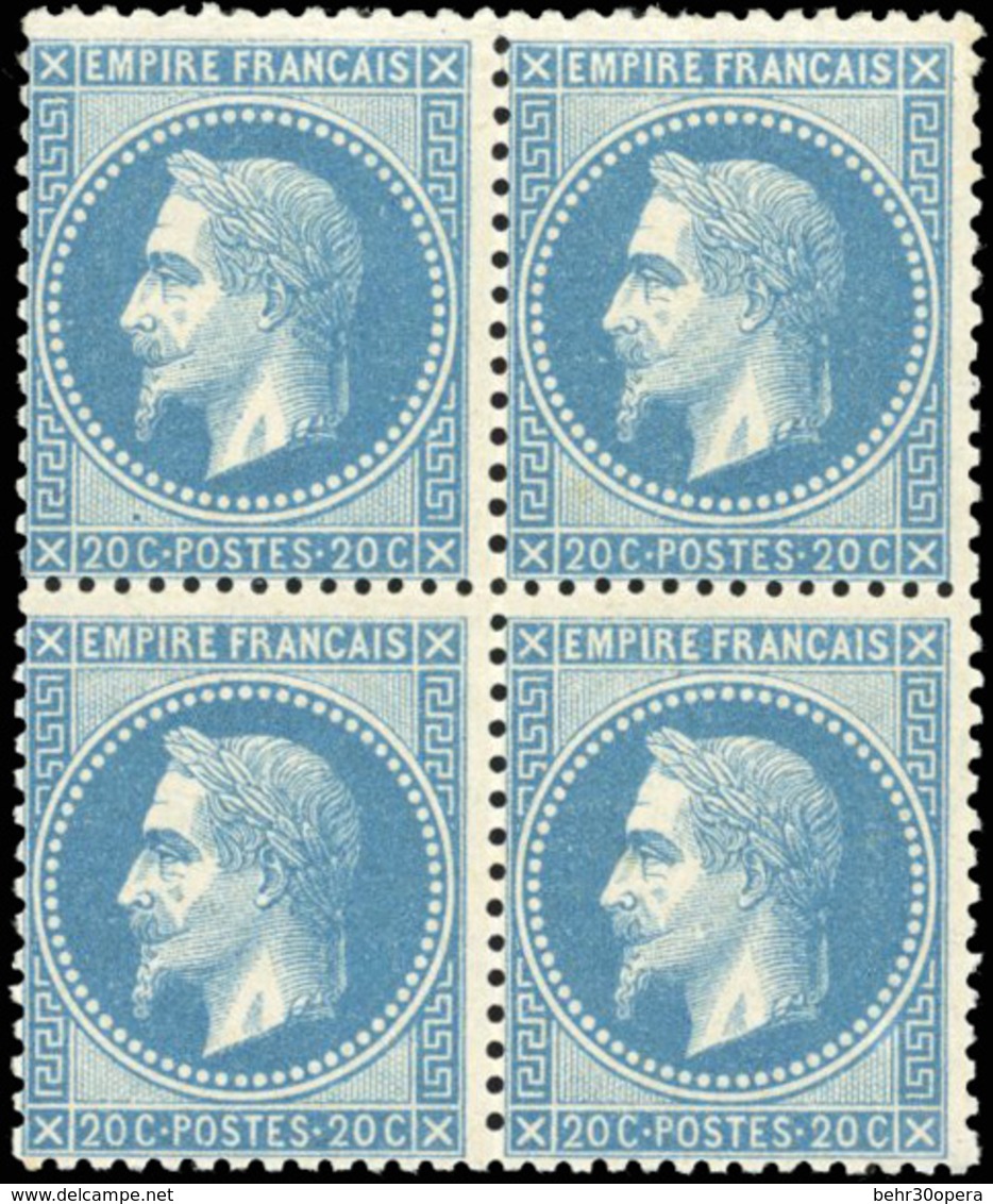 * N°29B - 20c. Bleu. Type II. Bloc De 4. TB. - 1863-1870 Napoleon III With Laurels