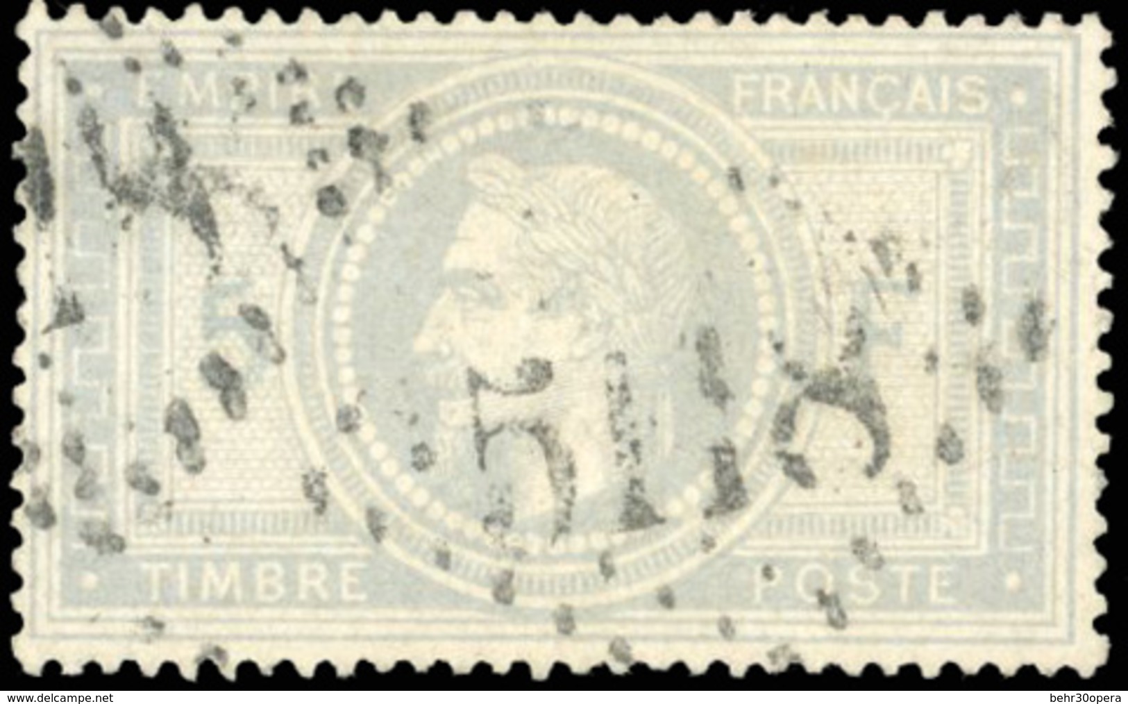 O N°33 - 5F. Violet-gris. Obl. GC 5118 YOKOHAMA. Double Burelage à Gauche. TB. - 1863-1870 Napoléon III Lauré