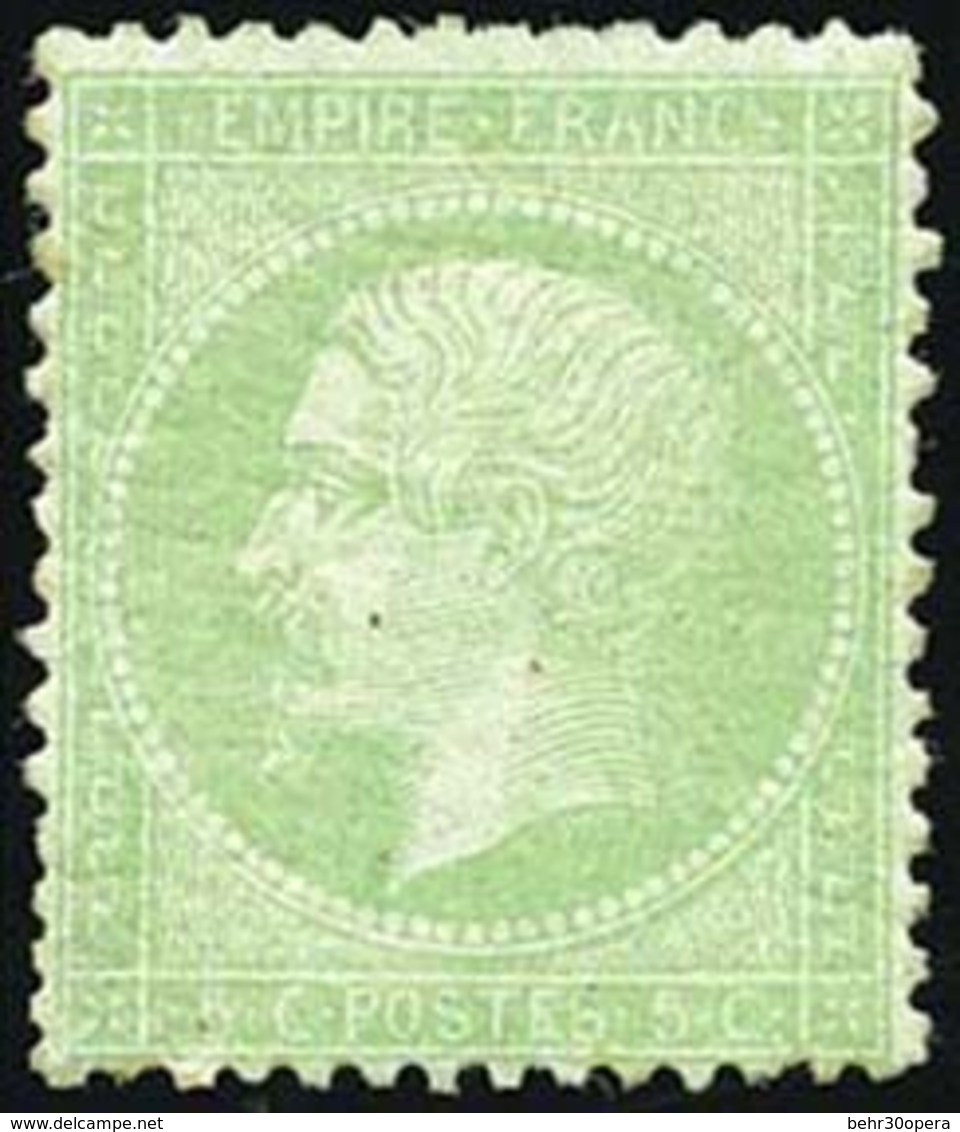 * N°35 - 5c. Vert Pâle S/bleu. Timbre Rare. B. - 1863-1870 Napoleon III With Laurels
