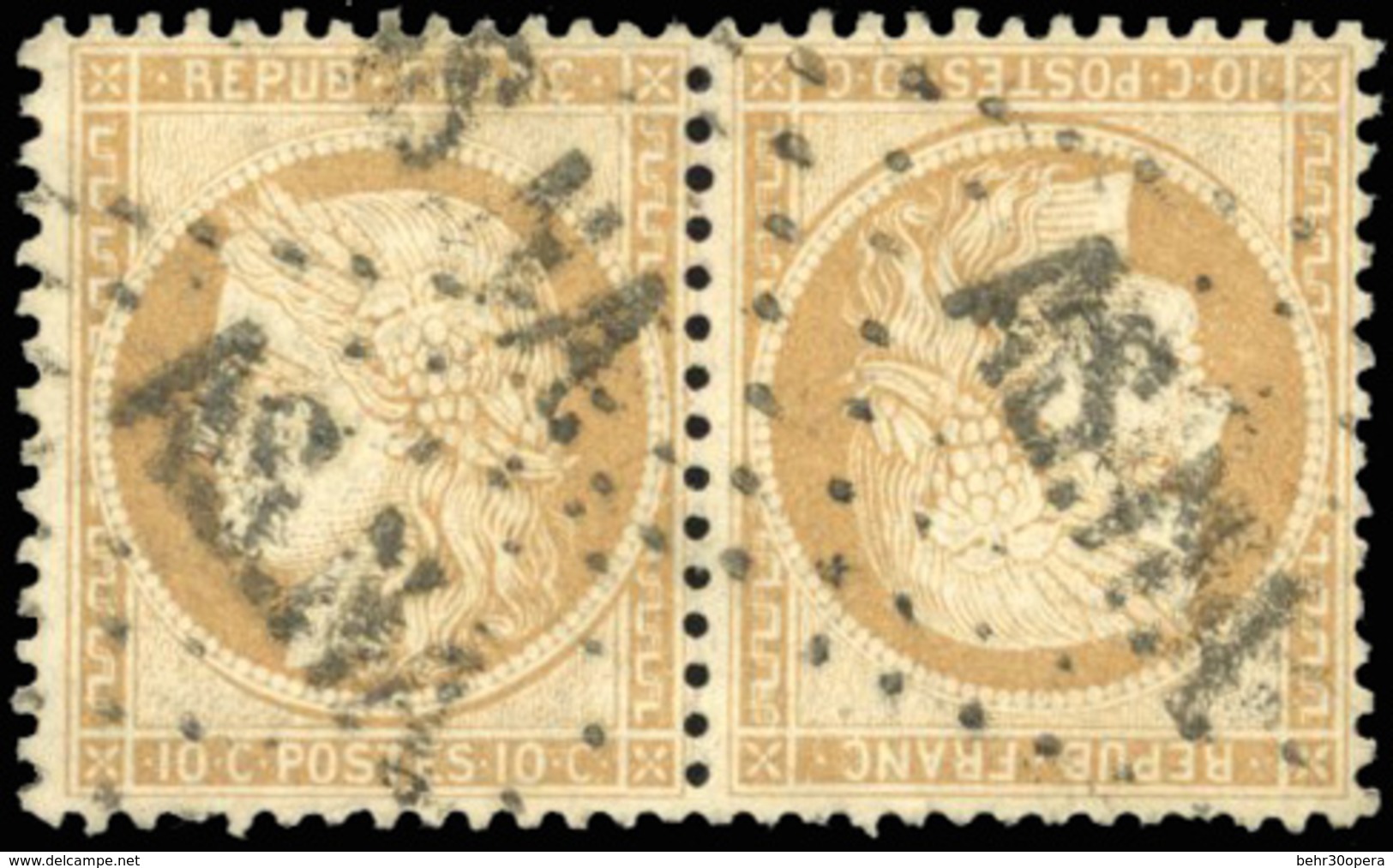O N°36b - 10c. Bistre-jaune. Obl. AS.NA. Bon Centrage. TB. RRR. - 1870 Siège De Paris