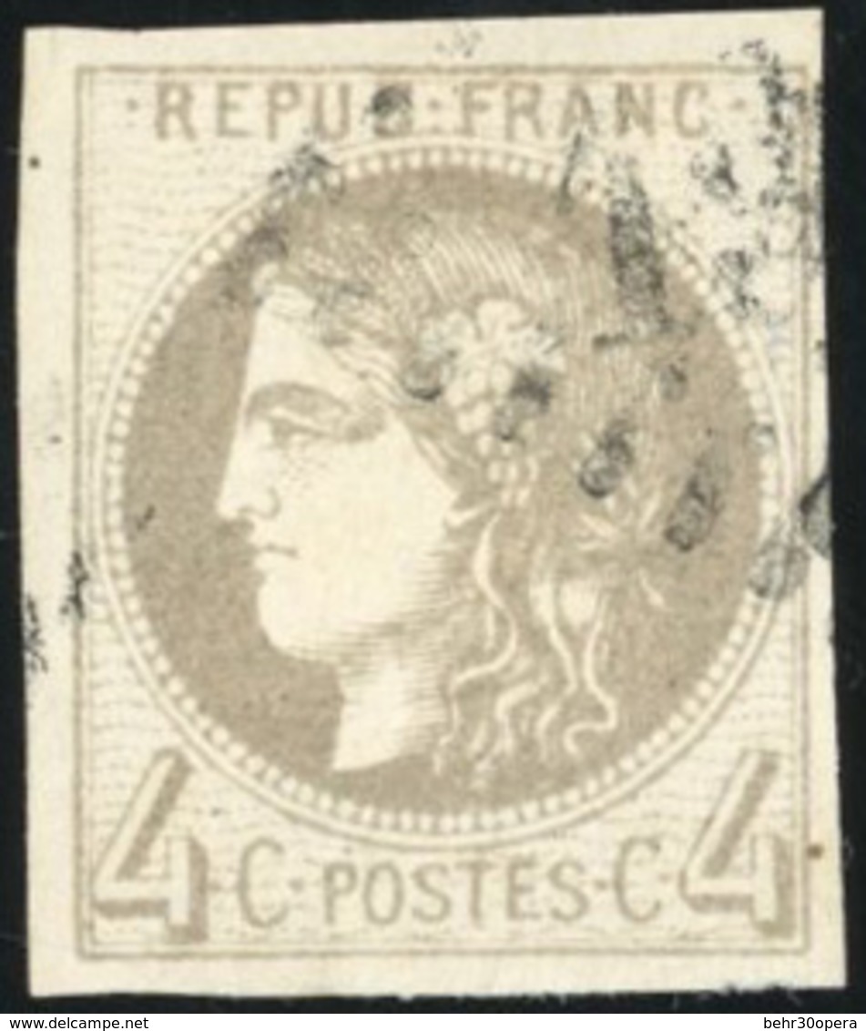 O N°41B - 4c. Gris. Report 2. Obl. TB. - 1870 Bordeaux Printing