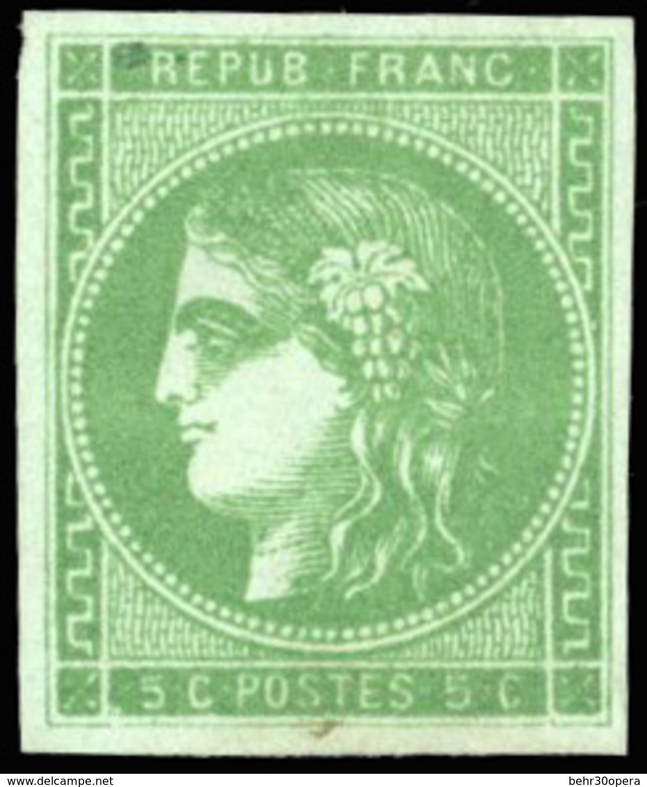 * N°42Bg - 5c. Vert. Type II. Nuance Marquée. SUP. - 1870 Ausgabe Bordeaux