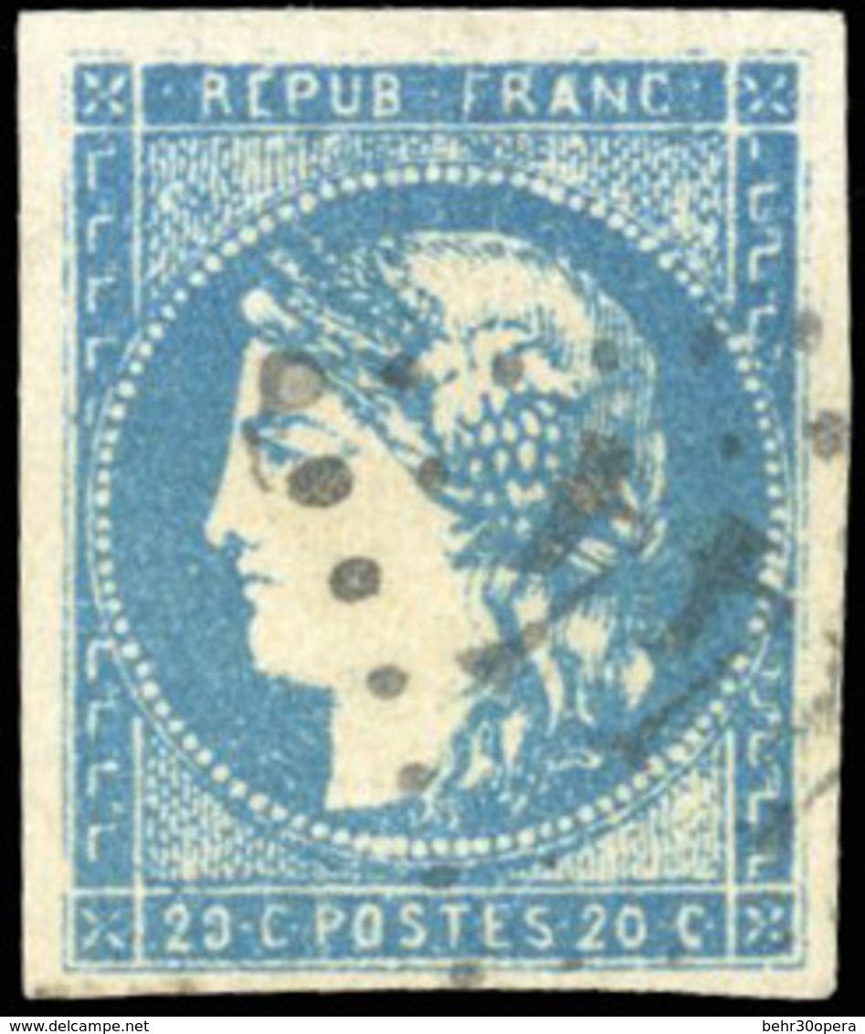 O N°44A - 20c. Bleu. Type I Report 1. Obl. SUP. - 1870 Uitgave Van Bordeaux