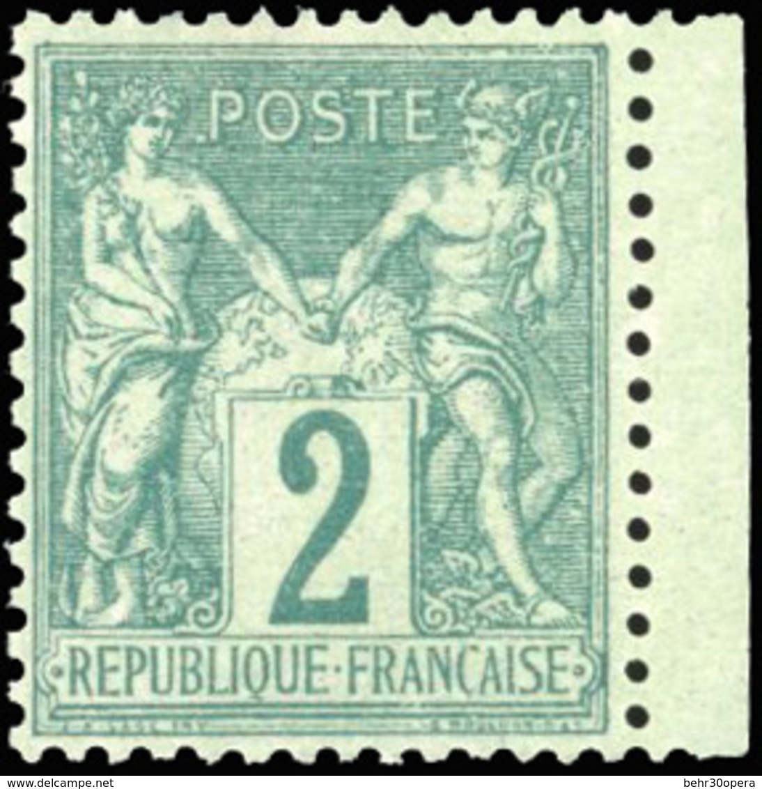 ** N°62 - 2c. Vert. BdeF. Pièce De Rêve. SUP. - 1876-1878 Sage (Type I)