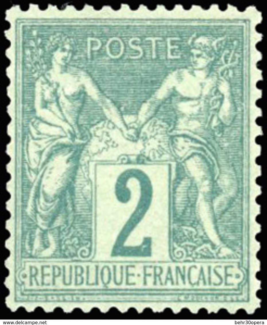 ** N°62 - 2c. Vert. Centrage Parfait. Pièce De Rêve. SUP. - 1876-1878 Sage (Typ I)