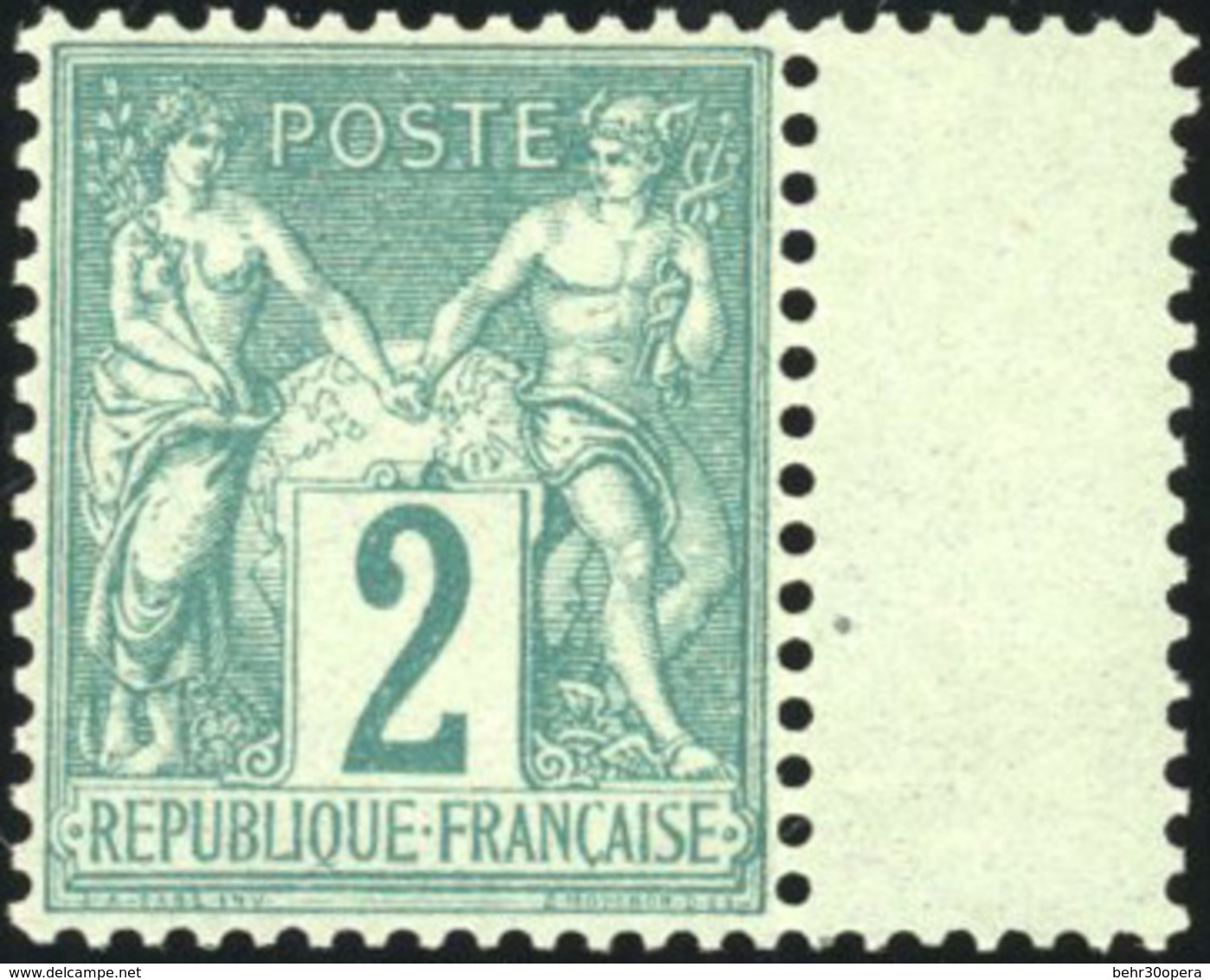 * N°62 - 2c. Vert. Type I. Centrage Parfait. BdeF. Pièce De Rêve. SUP. - 1876-1878 Sage (Typ I)