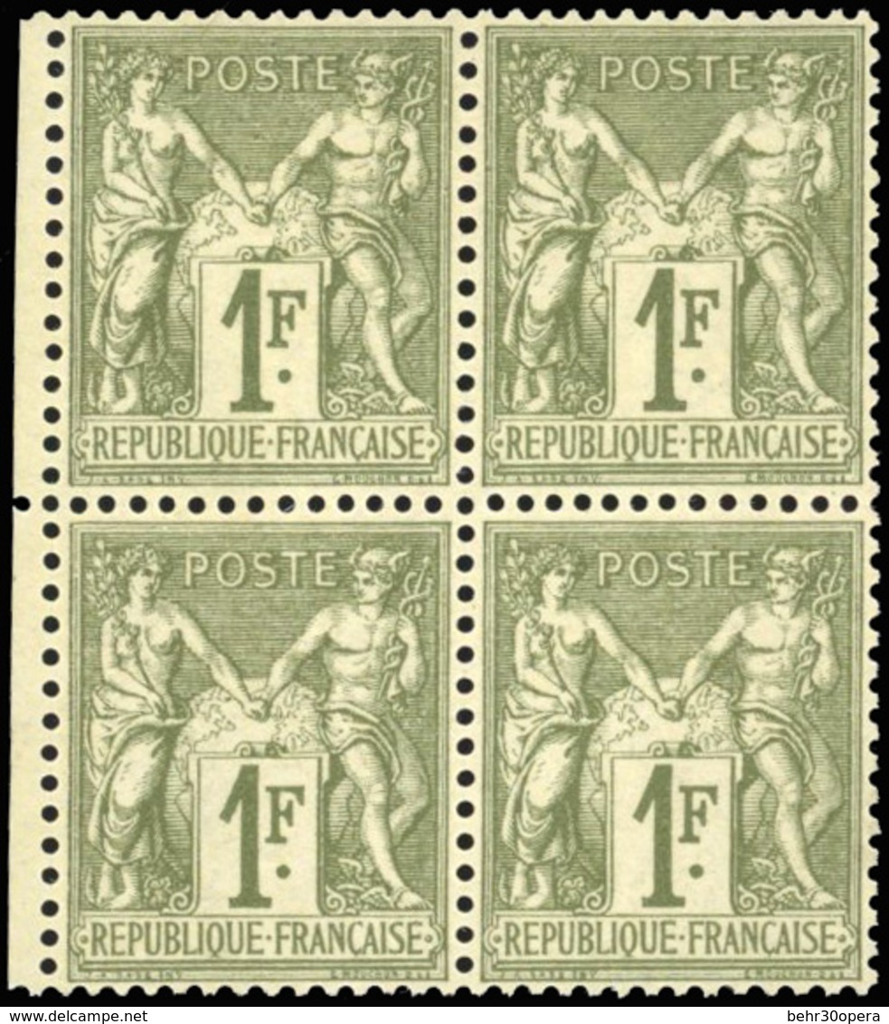 ** N°72 - 1Fr. Bronze. Bloc De4. BdeF. Centrage Exceptionnel. Pièce De Rêve. SUP. - 1876-1878 Sage (Typ I)