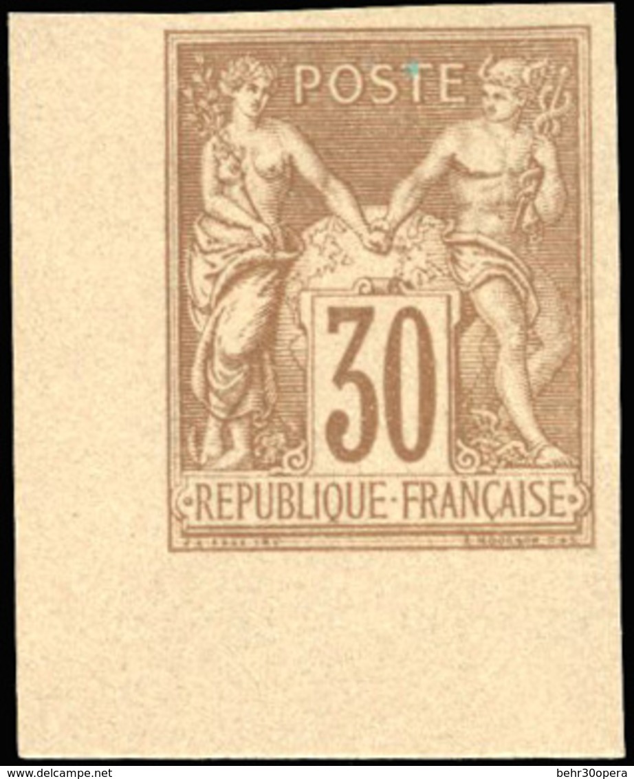 * N°80c - 30c. Brun. Granet. ND. Type II. Coin De Feuille. SUP. - 1876-1878 Sage (Typ I)