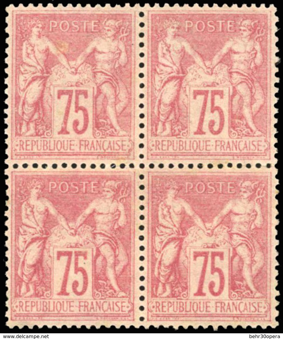 ** N°81 - 75c. Rose. Bloc De4. Centrage Exceptionnel. Fraicheur Parfaite. Pièce De Rêve. SUP. - 1876-1878 Sage (Typ I)