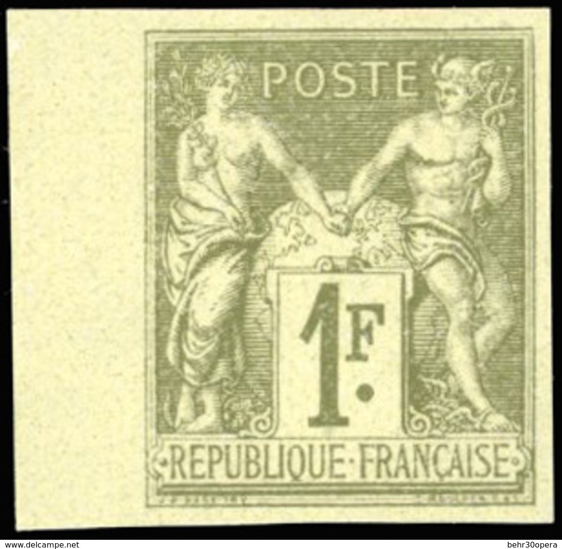 (*) N°82b - 1F. Vert-bronze. Granet. ND. Type II. Petit BdeF. SUP. - 1876-1878 Sage (Type I)